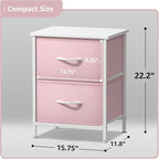 Sorbus Nightstand with 2 Drawers - Kids Bedside Furniture End Table Night Stand - Steel Frame, Wood Top & Easy Pull Fabric Bins - Dresser & Chest for Home, Bedroom Accessories, Office & Dorm (2 Pack)