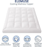 ELEMUSE 1300 GSM Mattress Topper Queen with Baffle Box Design,Extra Thick Cooling Pillow Top Pad, 400TC Cotton Cover, Plush & Support Snow Down Alternative, White
