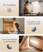 Under Cabinet Lighting, 3200mAh Rechargeable Motion Sensor Light Indoor, LED Battery Operated Cabinet Lights, Dimmable Closet Light, Wireless Under Counter Lights for Kitchen (2pack)