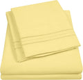 RV Short Queen Sheet Set with Built-In Sheet Straps -✅ Deep Pocket Recreational Vehicle Camper Size Fitted Sheet, Flat Sheet & Pillowcases -✅ Soft, Wrinkle-Free, Secure Fit -✅ Pale Yellow