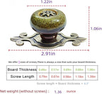 5 Pack Retro Ceramic Knobs,Vintage Dresser Kitchen Petal Cabinet Pulls Rustic Zinc Alloy Base Back Plate Kid Cupboard Wardrobe Drawer Door Handles (Leopard Print Green)