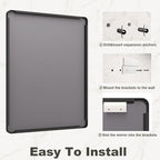 48x36 Inch Black Framed Bathroom Mirror for Wall, Matte Black Metal Wall Mirror, Black Rectangle Vanity Mirror, Tempered Glass, Anti-Rust, Hangs Vertically or Horizontally