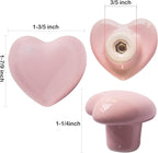 Ceramic Drawer Knobs Heart Shape Cabinet Dresser Pulls Handles with 3 Sized Screws, Kitchen Furniture Knobs for Closet Cupboard Wardrobe (20 Pack, Pink)