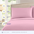 California King Sheet Sets - Breathable Luxury Sheets with Full Elastic & Secure Corner Straps Built In - 1800 Supreme Collection Cal King Deep Pocket Bedding Set, Sheet Set, California King, Pink