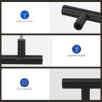 LONTAN 10 Pack Black Knobs for Cabinets and Drawers Kitchen Cabinet Knobs for Dresser Bathroom Modern T Bar Furniture Black Hardware,Stainless Steel