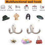 20 Pcs Coat Hooks Hardware Wall Hooks Heavy Duty Hooks for Hanging Coats Double No Rust Hook Wall Mounted for Key, Towel, Bags, Cup, Hat
