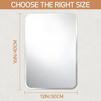 Frameless Bathroom Mirror for Over Sink,Wall Mounted Vanity Mirrors 12x16in,Rounded Rectangle Mirror Frameless with Polished Edge for Bedroom,Living Room,Entryway,Shatterproof (Horizontal/Vertical)