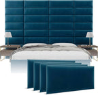 Vänt Upholstered Wall Panels - King/Cal King Size Wall Mounted Velvet Headboards - Velvet Peacock Blue - Twin/King - Set of 4 Panels (Each Individual Panel 39"x11.5")