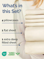 Extra Deep King Sheet Set - 6 Piece Breathable & Cooling Sheets - Hotel Luxury Bed Sheets Set - Easy & Secure Fit - Soft, Wrinkle Free & Comfy Sheets Set - Off White Sheet Set with Extra Deep Pockets