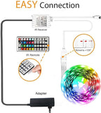 phopollo Led Strip Lights Color Changing 16.4ft Flexible 5050 RGB Led Lights Kit with Power Supply and 44 Keys Remote