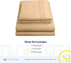 Full Size Sheet Sets - Breathable Luxury Sheets with Full Elastic & Secure Corner Straps Built In - 1800 Supreme Collection Extra Soft Deep Pocket Bedding Set, Sheet Set, Full, Camel