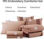 MaiRêve Embroidery King Size Comforter Set Dusty Pink, Boho Farmhouse Western Bedding Set 7 Pieces, All Season Bed in A Bag Comforter Set with Sheets, Pillowcases & Shams