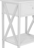 VECELO Nightstands Set of 2, Modern Bedside End Tables, Night Stands with Drawer and Storage Shelf for Living Room Bedroom, Industrial Metal Frame