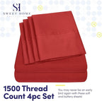 Twin Size Bed Sheets - 4 Piece 1500 Supreme Collection Fine Brushed Microfiber Deep Pocket Twin Sheet Set Bedding - 1 EXTRA PILLOW CASES, GREAT VALUE, Twin, Samba Red
