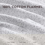 Laura Ashley - Flannel Sheets King Size, Anti-Pilling & Wrinkle Resistant Cotton, Touchably Soft for All-Season Comfort - Bed Sheets with Matching Pillowcases & Fitted Sheet (Chelsie Vine Grey)