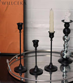Black Candlestick Holders, Taper Candle Holders, Set of 6 Matte Black Candle Holder Set, Vintage Table Centerpiece for Wedding Christmas Holiday