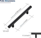JOY DECOR 45 Pack Cabinet Handles, Black Cabinet Pulls, 4 in Hole Center Kitchen Hardware, Stainless Steel T Bar Handles for Dresser Drawers