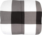 7 Piece Comforter Set Bag Solid Color All Season Soft Down Alternative Blanket & Luxurious Microfiber Bed Sheets, King, Buffalo Plaid Black/White