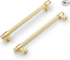 10 Pack 7-1/2 inch(192mm) Brushed Brass Kitchen Cabinet Handles Knurled Cabinet Pulls Gold Drawer Pulls Kitchen Cabinet Hardware