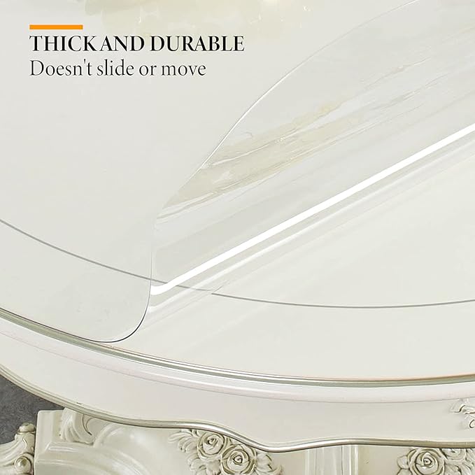 Deep Dream 1.5mm Thick 54 Inches Clear Round Table Protector, Round Table Cover, Tablecloth Protector, Table Protector for Dining Room Table & Office
