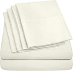 Sweet Home Collection 6 Piece 1500 Supreme Collection Brushed Microfiber Deep Pocket Sheet Set-2 Extra Pillow Cases, Great Value, Rv Short Queen, Ivory