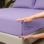 Mejoroom Queen Size Sheet Set - Hotel Luxury 1800 Bedding Sheets & Pillowcases - Deep Pocket Fitted Sheet, Soft, Breathable, Wrinkle & Fade Resistant - 4 Piece (Queen,Violet)