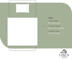Linen Home 100% Cotton Percale Sheets Twin Size, Oil Green, Deep Pocket, 3 Pieces Set - 1 Flat, 1 Deep Pocket Fitted Sheet and 1 Pillowcase, Crisp Cool and Strong Bed Linen