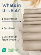 Extra Deep Split King Sheet Set - 7 Piece Breathable & Cooling Sheets - Hotel Luxury Bed Sheets Set - Easy & Secure Fit - Soft, Wrinkle Free & Comfy Sheets Set - Cream Sheet Set w/Extra Deep Pockets