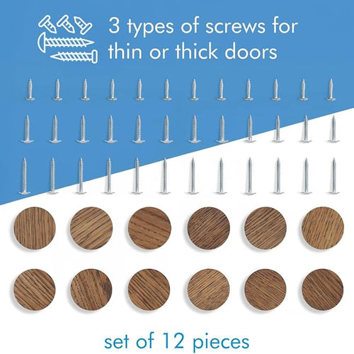 12 Pack Wood Cone Cabinet Knobs (Brown) - 1 ½ " Diameter Round Shape - Wooden Drawer Pulls for Cabinets Doors, Dresser and Drawers Knob, Kitchen Cabinet Door Handle