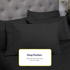 Twin XL Size Bed Sheets - 4 Piece 1500 Supreme Collection Fine Brushed Microfiber Deep Pocket Twin X-Large Sheet Set Bedding - 1 EXTRA PILLOW CASES, GREAT VALUE, Twin XL, Black