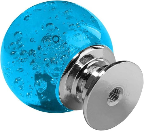 12 Pcs 30mm Round Shape Bubble Crystal Glass Cabinet Knobs with Screws Drawer Knob Pull Handle Used for Kitchen, Dresser, Door, Cupboard (Azure)