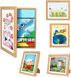 [2-Pack]Kids Art Frames,10x12.5 Front Opening Kids Artwork Frames Changeable, Display 8.5x11 or 9x12 With Mat,Holds 50 Pcs,for 3D Picture,A4 Artwork,Crafts,Childrens Drawing,Art Projects Storage-Wood