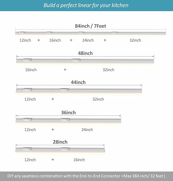 Under Cabinet Lighting Plug in, 12 Inch 1 Pc, Linkable AC120V 3CCT 3000K/4000K/5000K Ultra Slim, LED Under Cabinet Lights for Counter Light, Kitchen, Shelf, Sink, Workshop, Desk, White