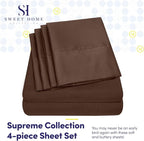 Twin XL Size Bed Sheets - 4 Piece 1500 Supreme Collection Fine Brushed Microfiber Deep Pocket Twin X-Large Sheet Set Bedding - 1 EXTRA PILLOW CASES, GREAT VALUE, Twin XL, Brown