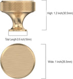 Asidrama 10 Pack Gold Knurled Cabinet Knobs for Dresser Kitchen Brushed Gold Cabinet Pulls Drawer Hardware for Cabinets