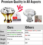 30mm Kitchen Cabinet Knobs Drawer Pull Handle Hardware, Crystal Clear Glass Round Diamond Shape Dresser Closet Bi-fold Door Bathroom Cupboard Desk Nightstand Furniture Decorative Drawer Knobs （8PCS）