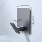 DELITON Towel Hooks for Bathrooms - 4 Pack Adhesive Wall Hooks Heavy Duty No Damage, Coat Robe Sticky Hooks for Hanging Waterproof SUS304 Stainless Steel, Grey
