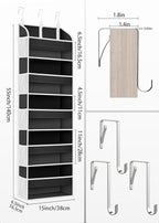 2 Pack Over The Door Storage Organizer with 5 Pockets 10 Mesh Side Pockets, 44 lbs Weight Capacity Door Hanging Organizers and Storage for Bedroom,Bathroom,Nursery,Pantry,Dorm(Black)