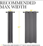 NICETOWN Thermal Insulated Grommet Blackout Curtains for Bedroom (2 Panels, W42 x L63 -Inch, Grey)