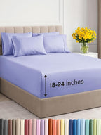 Extra Deep Queen Sheet Set - 6 Piece Breathable & Cooling Sheets - Hotel Luxury Bed Sheets Set - Easy & Secure Fit - Soft, Wrinkle Free & Comfy Sheets Set - Lavender Sheet Set with Extra Deep Pockets