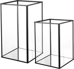 Phosphor Hurricane Camdle Holder Set of 2 Pieces, Black Glass Candle Holder for Wedding, Party, Holiday.