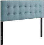 Modway Lily Queen Biscuit Tufted Performance Velvet Headboard, Light Blue