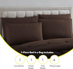 King Size Comforter Set with Sheets - 7-Piece Bedding Collection - 1 Comforter, 1 Fitted Sheet, 1 Flat, 4 Pillowcases - Deep Pocket - Soft & Premium Quality - Ideal for All Seasons, Chocolate Brown