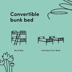 Storkcraft Long Horn Twin-Over-Twin Bunk Bed (Olive) - GREENGUARD Gold Certified, Converts to 2 Individual Twin Beds