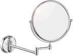 Wall Mounted Makeup Mirror, 3X Wall Mounted Magnifying Mirror Adjustable Height Double-Sided Mirrors for Bathroom Vanity,8 Inch Extendable Bathroom Mirror for Shaving 8 inches