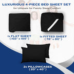 DREAMCARE Twin XL Sheet Sets - 4pc Cooling Sheets XL Twin Sheets - Twin XL up to 21” Deep Pocket – Hotel Luxury Extra Long 100% Brushed Microfiber with Side Pocket - Black