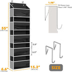 SpaceAid 2 Pack Over The Door Organizer with 5 Large Pockets and 10 Mesh Side Pockets, 5 Layers Door Organizer Hanging with Clear Window for Bedroom, Bathroom, Pantry and Nursery, Black