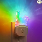 DORESshop Cat Night Light [2 Pack], Kids Night Light with 8-Color RGB, Plug in, Dusk-to-Dawn Sensor, Rainbow LED Baby Night Light for Bathroom, Cute Room Decor,Boys Girls Gift