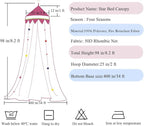 Bed Canopy with Lights for Girls,Gold Star Princess Crib Canopy Curtains,Extra Large Dome Mosquito Net Reading Nook Canopy for Kids Boys Twin Full Queen Size Bed,Fire Retardant Fabric
