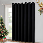 NICETOWN Room Separating Divider, Room Divider Curtain Screen Partition, Function Thermal Blackout Patio Door Panel, Sliding Door Insulated Curtain for Patio, Black, 12.5ft Wide x 8ft Long